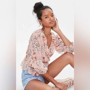 Forever 21 Floral Ruffle Blouse